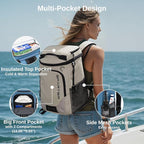 Backpack Cooler Insulated Leak Proof 33/49 Cans, 2 Insulated Compartments Thermal Bag, Portable Lightweight Beach Travel Camping Lunch Backpack for Men and Women