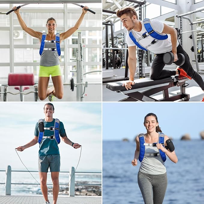Fragraim Weighted Vest for Women Men - 8lb/10lb/12lb/16lb/22lb/25lb/30lb Weight Vest with Reflective Stripe, Detachable Phone Pouch, Ideal for Walking, Strength Training, Running, Workout, Cardio