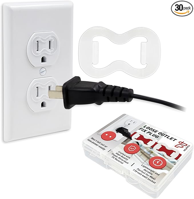 30-Pack Loose Outlet Fix Plug - Ensure Secure Connection for Power Plugs - Socket Extender Prevents Loose Socket Issues - Easily Fix Loose Outlets - Won't Fall Out or Cut Off Electricity