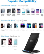 Fast Wireless Charger, [2 Pack] NANAMI Qi Certified Wireless Charging Stand Compatible iPhone 17/17 Air/17 Pro/17 Pro Max/16/15/14/13/12, Phone Charger for Galaxy S25/S24/S23/S22 and Qi-Enabled Phone