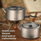Camping Kettle Titanium Camp Tea Coffee Pot Portable Lightweight Tea Kettle Teapot Fast Heating Campfire Kettle for Stove Top, Boiling Water, Outdoor, Hiking, Camping, Picnic, Traveling