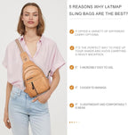 LATMAP 7L Sling Bag For Women Men Backpack Fanny Pack Crossbody Chest Travel Shoulder Belt Bags Purse Handbag PU Leather