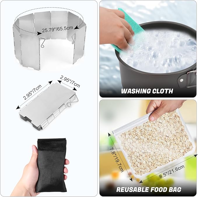 Odoland 3500W/6800W Windproof Camp Stove Camping Gas Stove with Windscreen, Fuel Canister Adapter, Piezo Ignition for Outdoor Backpacking Hiking and Picnic