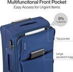 Hanke 3 Piece Luggage Sets Softside Expandable Carry On Luggage Set Travel Suitcase Sets with Spinner Wheels TSA Approved Luggage(Blue, 20in/24in/28in)