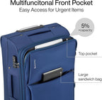 Hanke Softside Expandable 20 Inch Carry On Luggage with Wheels Airline Approved, TSA Luggage Lightweight Rolling Suitcases for Travel Carry On Bag(Blue)