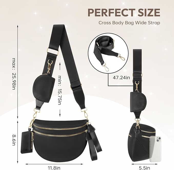 Cross Body Bag for Women Bum Bag Checkered Belt Bags Fanny Packs for Girls Travel Purse Fashion Waist Packs Crossbody Nylon Purse Trendy Shoulder Bags for Womens