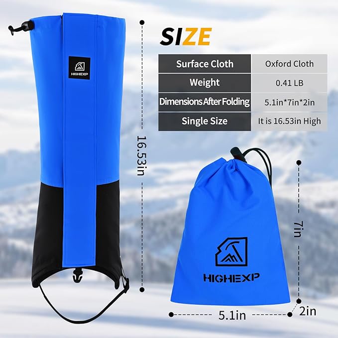 Leg Gaiters 100% Waterproof Adjustable Shoe Snow Boot Guard Gators for Hiking Shoe Cover Hunting Snowshoeing Climbing Walking for Women Men