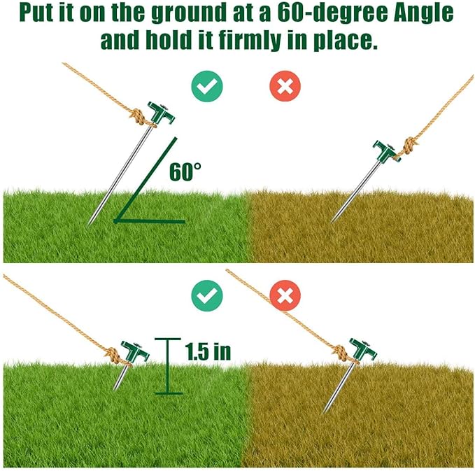 Tent Stakes, 10PCS Heavy Duty Tent Stakes Pegs, Outdoor Camping Windproof Professional Ground Stakes, Metal Tent Pegs for All Kinds of Ground, Specially Designed for Tent Canopies