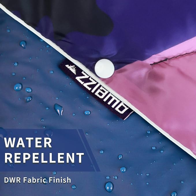 zzlamb Camping Blanket, Outdoor Lightweight Travel Blanket Puffy Portable Down Alternative, Windproof Warm Cloak with Snaps, Cozy Quilt Backpacking Picnic RV Plane Car Hammock Beach Climbing