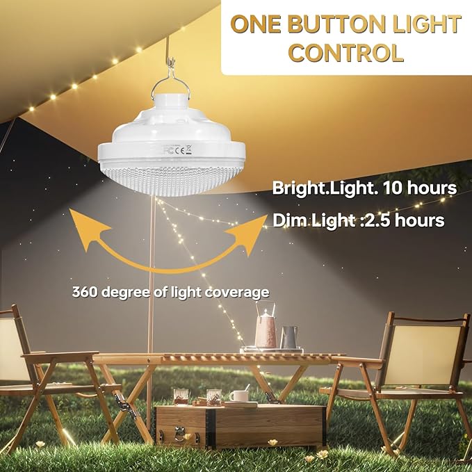 Tent Light Rechargeable 2400mAh Waterproof for Camping,Outdoor,Power Outage(4 Pack)