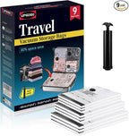 Travel Vacuum Bags for Luggage with Hand Pump,Vacuum Seal Bags for Clothing,Packing Cubes Compression,Cruise Ship and Travel Essentials(Combo 9 Pack)