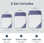 Compression Packing Cubes 3 Set, Compressible Space-Saving Packing Cubes for Travel - Compression Bags, Luggage Organizer, Travel Essentials for Women, Bluish Purple