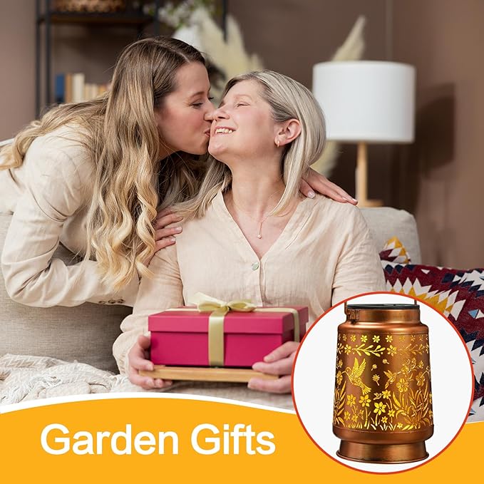 Hummingbird Solar Lanterns Outdoor Waterproof Garden Decor, Metal LED Garden Light Birthday Gifts for Women mom Grandma for Yard, Patio, Lawn, Tabletop, Pathway, Landscape,Walkway, Terrace, Balcony
