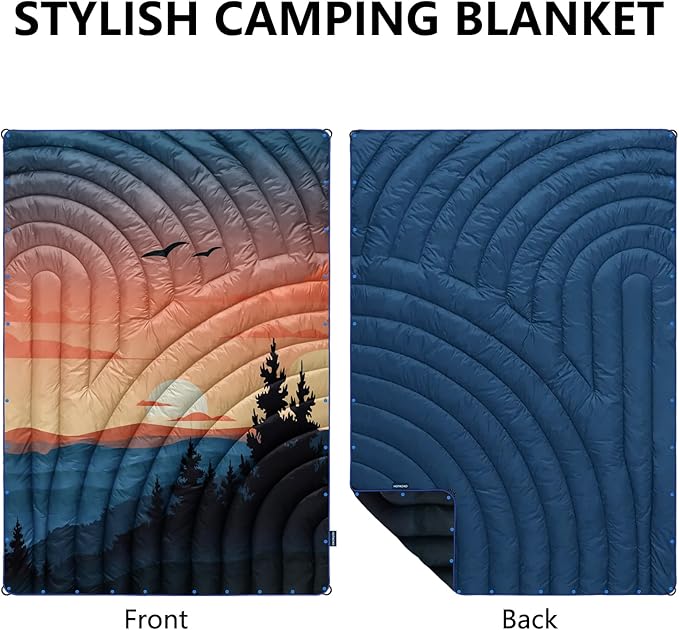 Camping Blanket,Lightweight Puffy Printed Camping Blanket Packable Outdoor Blanket for Camping,Traveling, Stadium, Hiking, Picnics