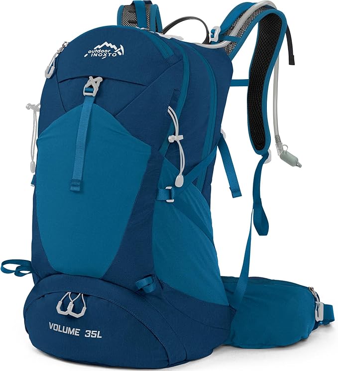 Hiking Backpack, Waterproof Hiking Daypack with 3L Water Bladder and Rain Cover, Lightweight Travel Camping Backpack for Men Women (Blue)
