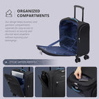 Verage 14-Inch Underseat Carry On Luggage with Spinner Wheels & USB Charging Port, Wheeled Suitcase for Airlines, Lightweight Overnight Bag for Men and Women (14-Inch Compact Underseat Pro)