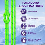 TECEUM 5/32" Paracord Rope 1000 – 1000ft / 200ft / 100ft / 50ft – Tactical Parachute Cord 4mm – 45+ Colors – Nylon String for Survival & Camping Gear – Stripe Cord for Survival – Utility Rope