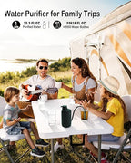 Camping Water Filter – Water Filtration System Survival with 0.01 Micron, 6-Stage Portable Water Filter, Electric Emergency Water Purifier with SOS Light for Hiking, Travel, Backpacking – Green