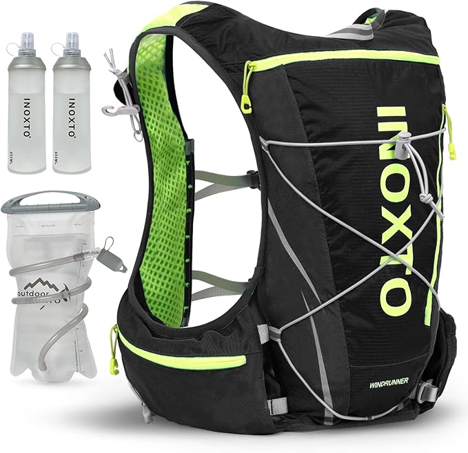 INOXTO Hydration Vest Backpack,Lightweight Water Running Vest Pack with 1.5L Water Bladder Bag Daypack for Hiking Trail Running Cycling Race Marathon for Women Men