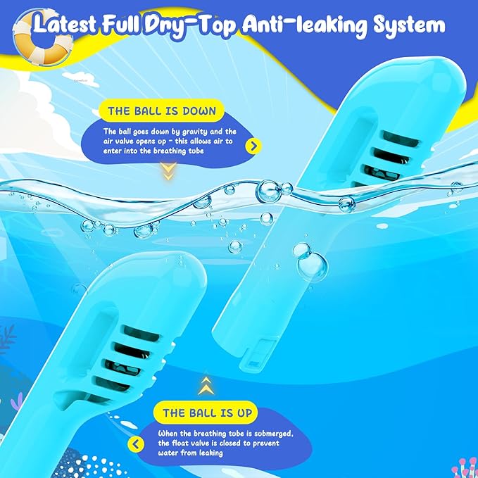 Kids Full Face Snorkel Mask, Snorkeling Gear for Kids, Kids Scuba Mask and Snorkel, Diving Mask, Snorkeling Set, 180 Degree Panoramic View Anti-Fog Anti-Leak