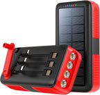 Solar Charger Power Bank 63200mAh, Portable Charger with Dual Outputs & Dual Inputs 4 LEDs Flashlight, Hand Crank Power Bank Fast Charging Battery Pack for Outdoor Camping Survival Gear