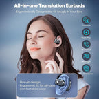 AI Translation Earbuds with Real-Time 144 Language Support, Bluetooth 5.4 Wireless Headphones for Travel, Business & Learning, 80H Playtime Compatible with iOS & Android, Includes Charging Case
