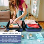 Kono 3 Piece Luggage Sets Expandable(only 28") Lightweight with Spinner Wheels TSA Lock Hardside Travel Rolling Suitcases 20in 24in 28in Carry on Navy