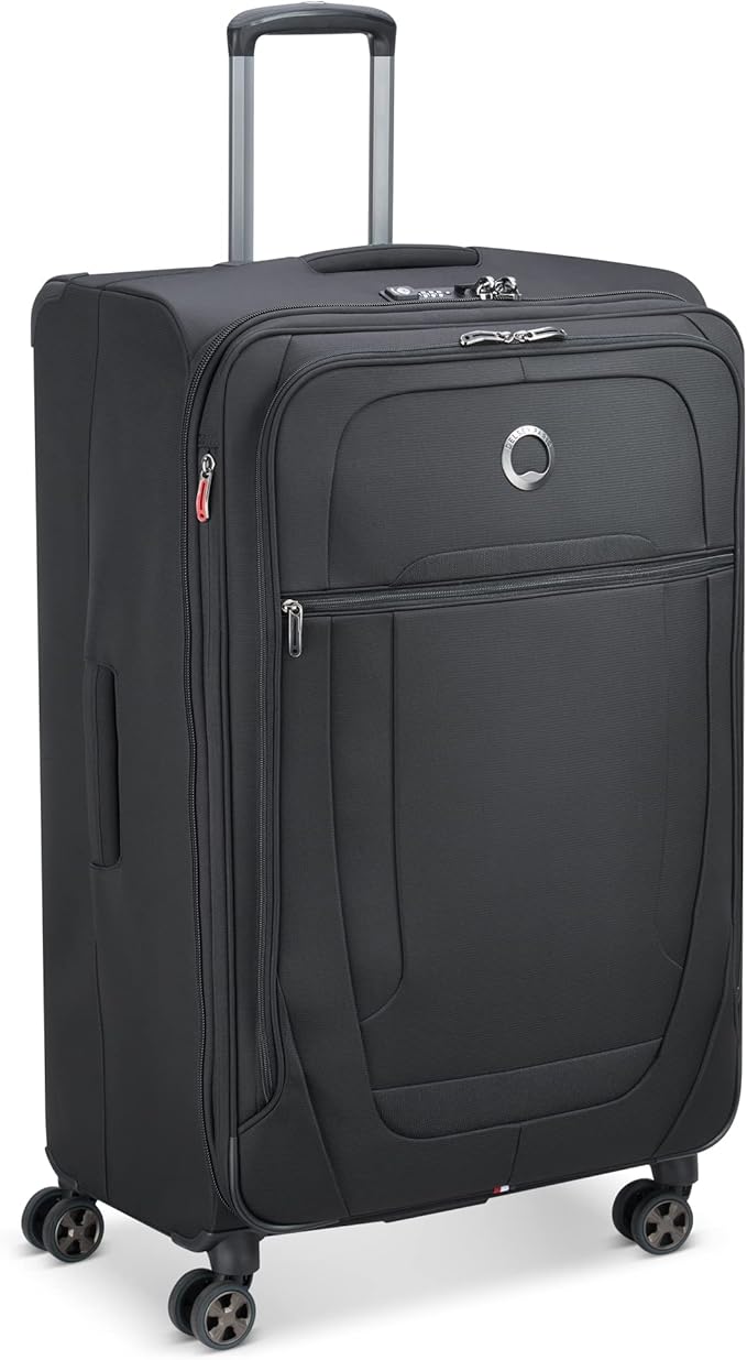 DELSEY PARIS Helium DLX Softside Expandable Luggage with Spinner Wheels, Black, Checked-Large 29 Inch