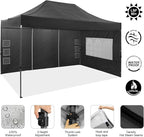 COBIZI 10x15 Pop up Canopy Tent 10x15 Canopy with 4 Sidewalls Waterproof Heavy Duty Commercial Canopy Tent for Parties Outdoor Tent Garden Gazebo Tent, Carry Bag(10x15ft, Black)