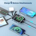 Wireless Portable Charger 10000mAh,Magnetic Power Bank with Built-in Cables LED Display,22.5W PD Fast Charging for Magsafe Battery Pack Compatible with iPhone16/15/14/13/12/Pro/Pro Max (Black)