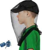 tupi Premium Mosquito Head Net for Kids, Bug Face Netting for Hats, Fly & Bug Protection | Ultra Large & Long, Extra Fine Holes for Camping, Hiking, Fishing, Fits All Hats for Children, 2 Pack