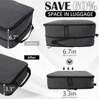 Compression Packing Cubes for Travel Essentials, 2 Set Expandable Packing Cubes for Suitcase Luggage Organizer Bags for Travel, Black