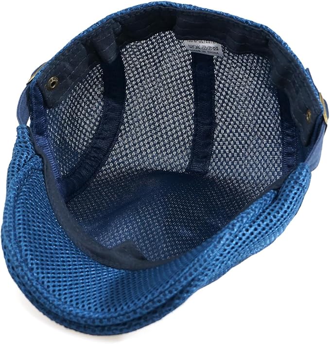 2 Pack Men's Mesh Cap Breathable Summer Newsboy Hat Adjustable Beret Ivy Cap Irish Cabbie Driving Hunting Hats