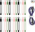 Silicone Cable Organizer Ties, Reusable Elastic Cord Ties 4.2in for Charging Cables, Electrical Cords Computer Wire Organization(24Pcs, 4Colors)