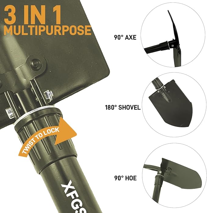 Mini Folding Camping Shovel, Lightweight Portable Small Tactical Survival Shovel, High Carbon Steel Military Shovel Entrenching Tool for Outdoor, Hiking, Digging, Backpacking, Car Emergency, Off Road