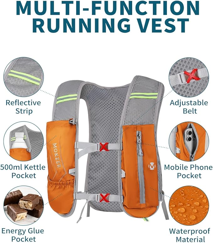 Running Hydration Vest with a 2L Water Bladder, Hydration Pack Lightweight Water Backpack for Running Hiking Cycling Marathon Trail for Men Women