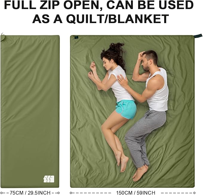 Ultralight Warm Weather Sleeping Bag - Portable, Waterproof, Compact Lightweight, Comfort with Compression Sack - Great for Outdoor Camping, Backpacking & Hiking