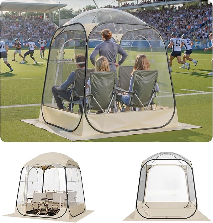 VEVOR Pop up Sports Tent, 8 Sizes Optional Clear Bubble Tent for 1-6 Person, Waterproof Outdoor Pod with Floor Mat & Top Cover, Garden Igloo Dome Tents Camping Shelter for Sports Watching