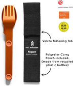 FULL WINDSOR - MAGWARE Magnetic Camping Cutlery Set - Travel Utensils for Camping, Cooking, and Outdoor Dining - Knife, Fork & Spoon - Portable Silverware with Pouch for Backpacking - Orange (3 PCS)