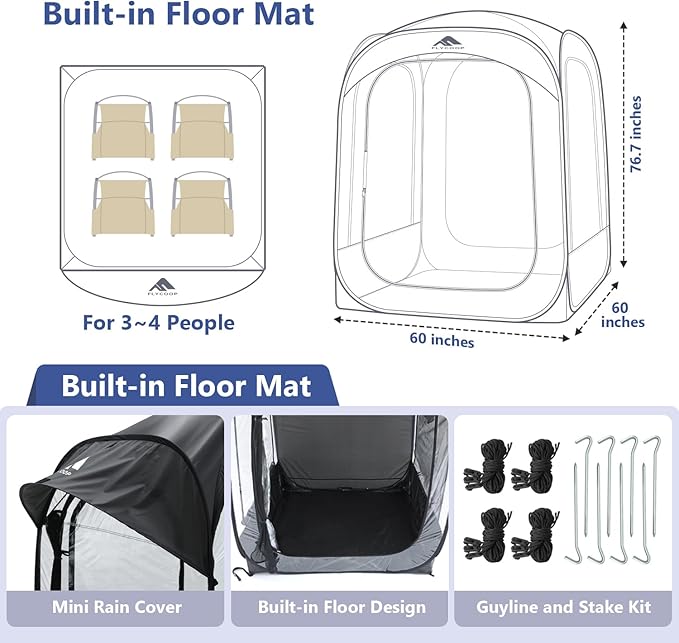 Sports Tent: Flycoop Portable Weather Pop Up Pod 1 Person to Provide Shelter from Wind Rain and Cold Weather Shelter for Outdoor Activities, Sports Events, Camping and Hiking