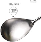 Large Serving Spoons,304 Stainless Steel Cooking Spoon with Heat Resistant Wooden Handle,Silver/12.4Inch