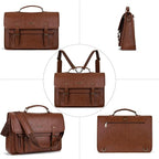 MOSISO 3 in 1 Laptop Bag, 15.6 inch PU Leather Shoulder Bag Briefcase Messenger Satchel Laptop Backpack, 15-16 inch Computer Bags Handbag Bookbag, Brown