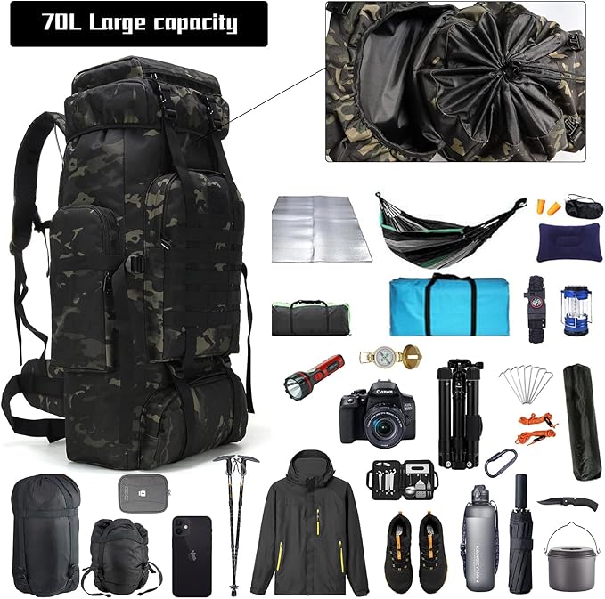 Hiking Backpack for Men 70L/100L Camping Backpack Military Rucksack Molle 3 Days Assault Pack for Climbing