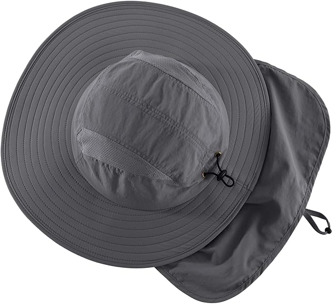 Home Prefer UPF 50+ Mens Wide Brim Fishing Hat with Neck Flap Sun Hat for Men Women Sun Protection Cap