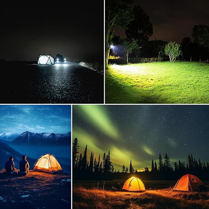 Rechargeable Camping Lantern 18000mAh Tent Light with USB Charging, Digital Display, Ultra Bright LED, Anti-Glare, IP63 Rainproof, Portable Flashlight for Outdoor & Emergency Use