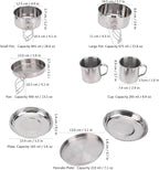 8PCS Stainless Steel Camping Cooking Set Cookware Mess Kit Cook Pots and Pan Set with Plates Cups, Lightweight Camping Cookware for Hiking Backpacking Outdoor Cooking and Picnic