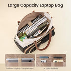 LOVEVOOK Tote Bag, Work Bags for Women with Large Cup Holder, Large Capacity Teacher Tote with Multi Pockets, Nurse Diaper Tote with Padded Laptop Compartment, 15.6 Inch Khaki Beige