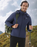 WULFUL Men's Softshell Jacket Waterproof Lightweight Insulated Windbreaker Fleece Lined Rain Shell Jacket for Hiking Travel