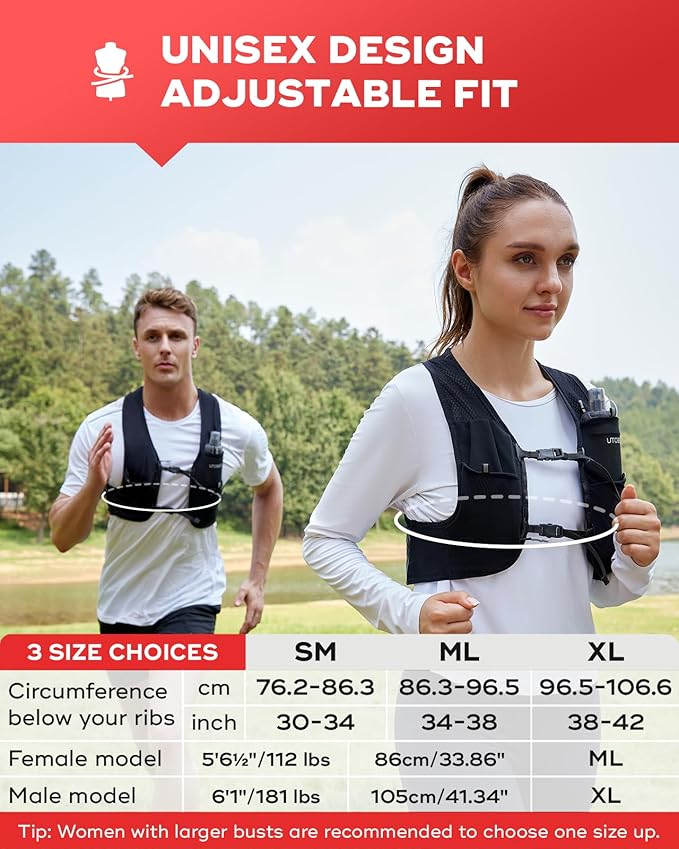 UTOBEST Running Vest for Women Men, Ultra-Light Minimalist Hydration Vest, Breathable Reflective Running Gear for Trail Hiking Jogging