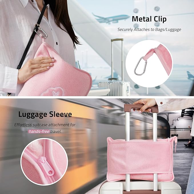 Travel Blanket, Airplane Blanket with Bag, Ultra-Soft, Warm & Lightweight, 65x40 in, Outdoor Blanket Essentials for Women, Men & Kids, Included Eye Mask, Luggage Sleeve & Backpack Clip